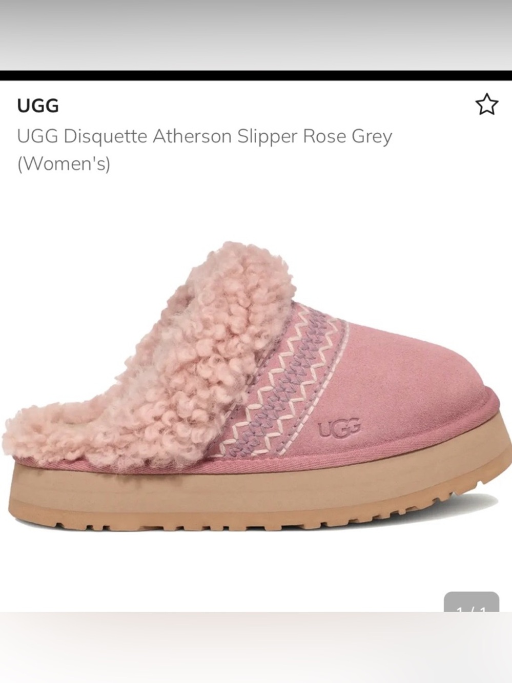 UGG Disquette Atherson slippers in the Rose Grey colorway NEW No Box Size 5 - Picture 11 of 11